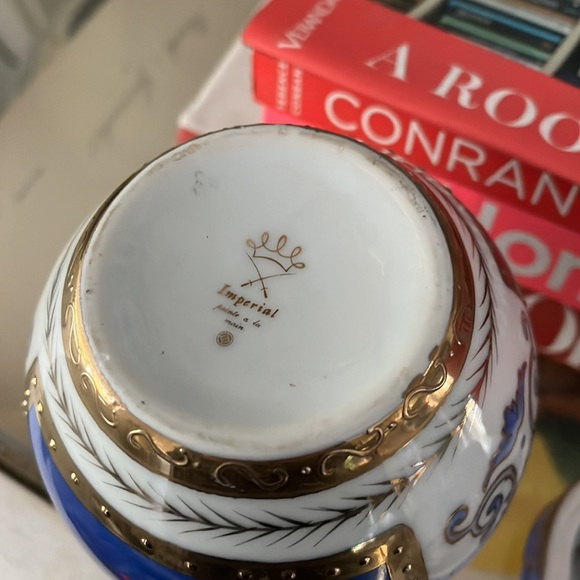 •VINTAGE FRENCH BLUE BOUDOIR PARISIAN BEDSIDE DECOR TRINKET DISH• - Picture 8 of 15